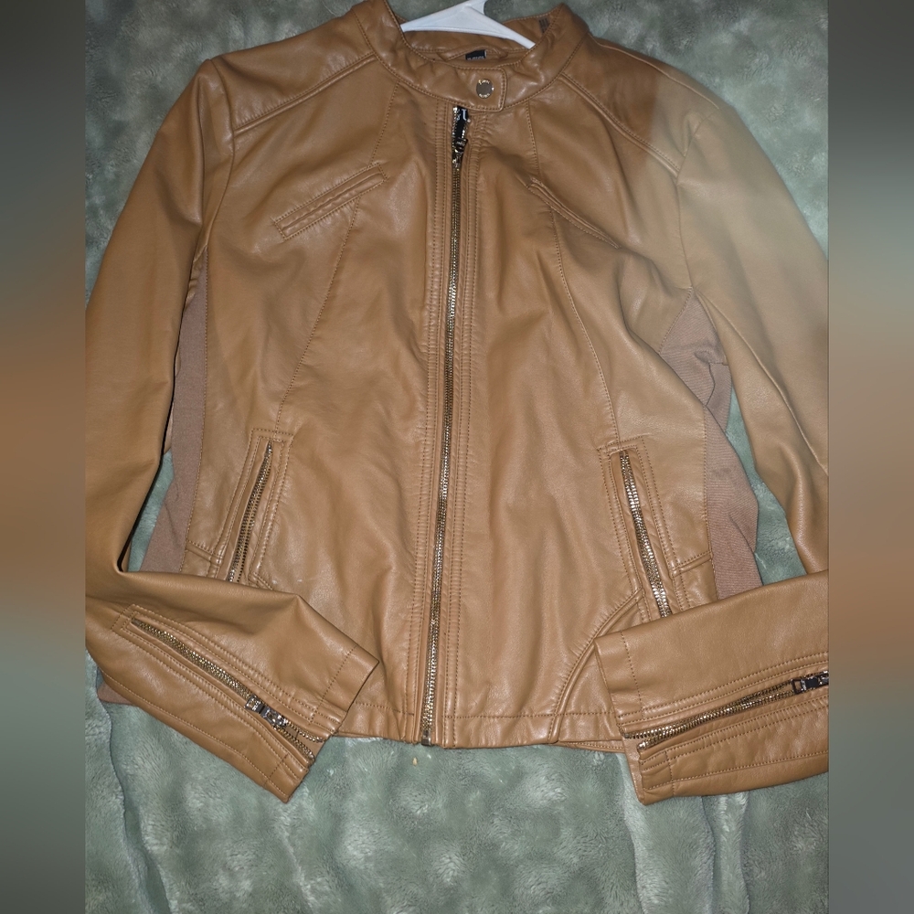 Guess Women's Tan Leather Jacket